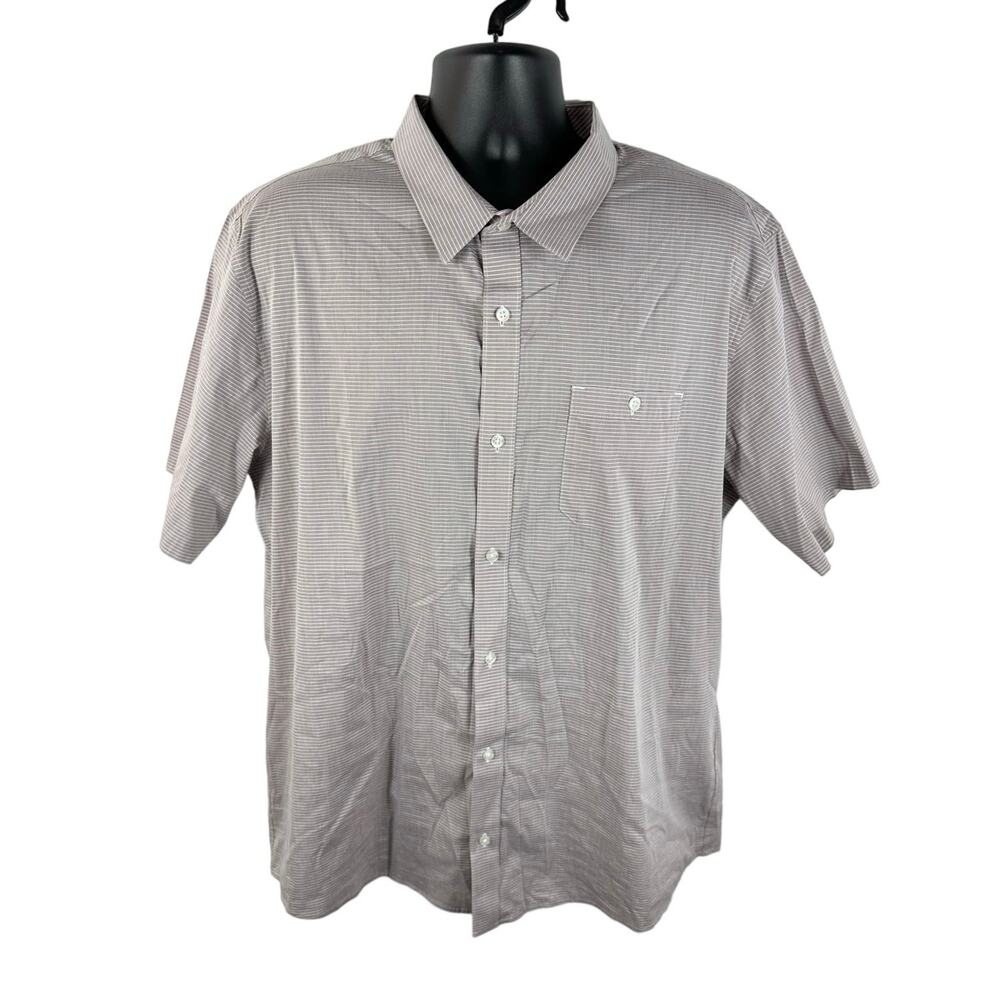 Travis Mathew Lightweight Button Up Short Sleeve Purple Stripe Size 2XL